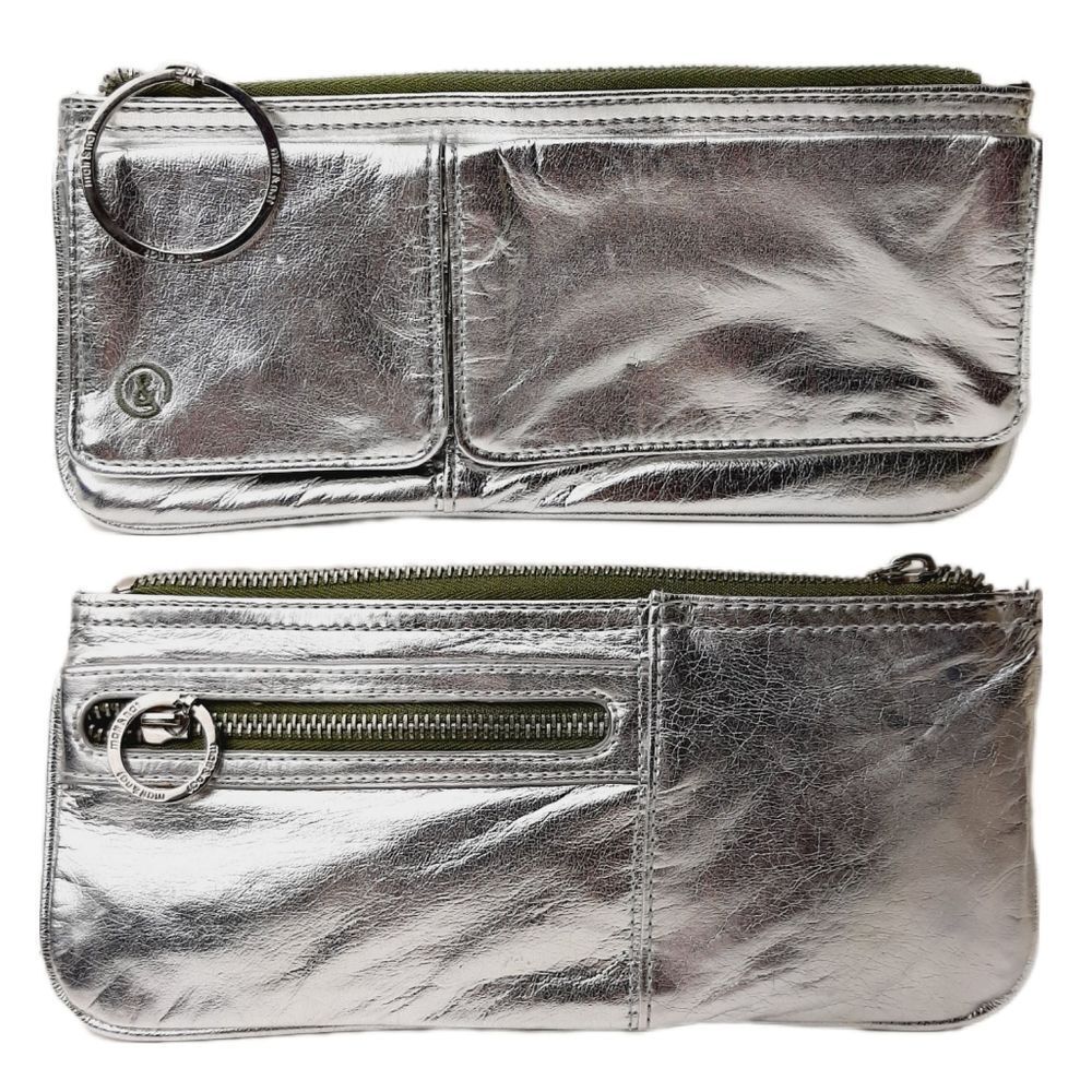 MATT & NAT Vintage Silver Clutch Long Wallet Metallic Vegan Leather